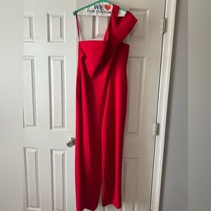 BCBGMaxazria's Red one shoulder jumpsuit